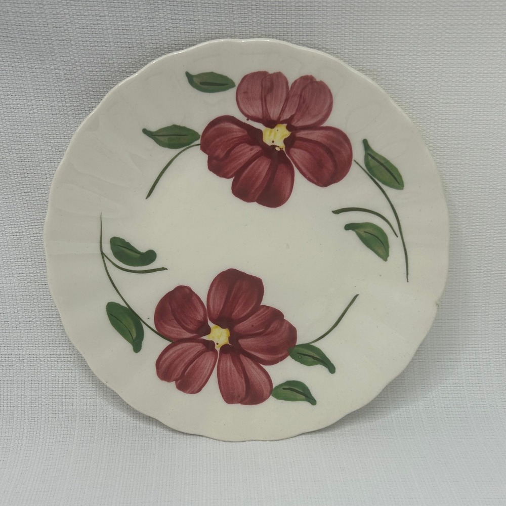 Vintage Blue Ridge Southern Potteries Red‎ Hill Floral 6" Bread Plate USA Made